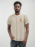 True Religion Men Beige Striped Regular Fit T-Shirt