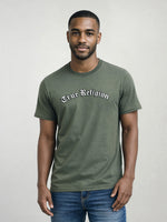 True Religion Men Green Solid Regular Fit T-Shirt