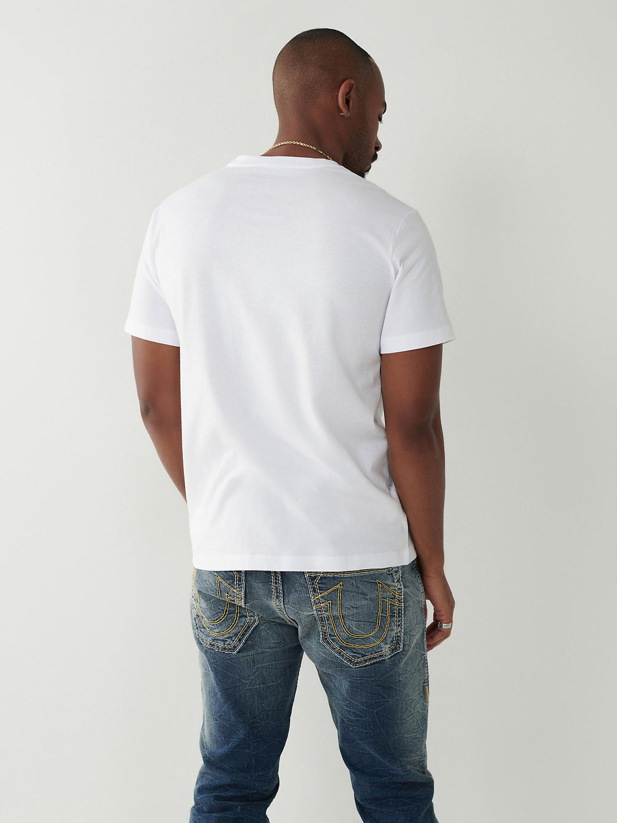 True Religion White Logo Straight Fit Tshirt