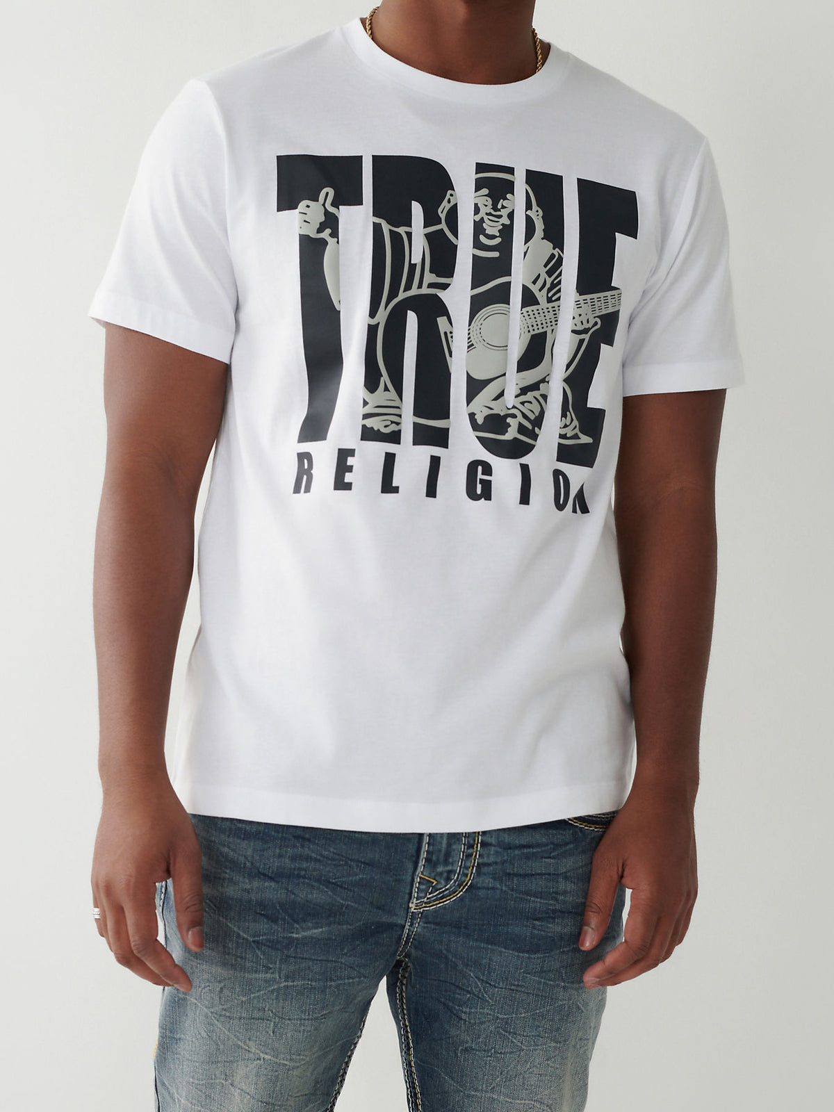 True Religion White Logo Straight Fit Tshirt