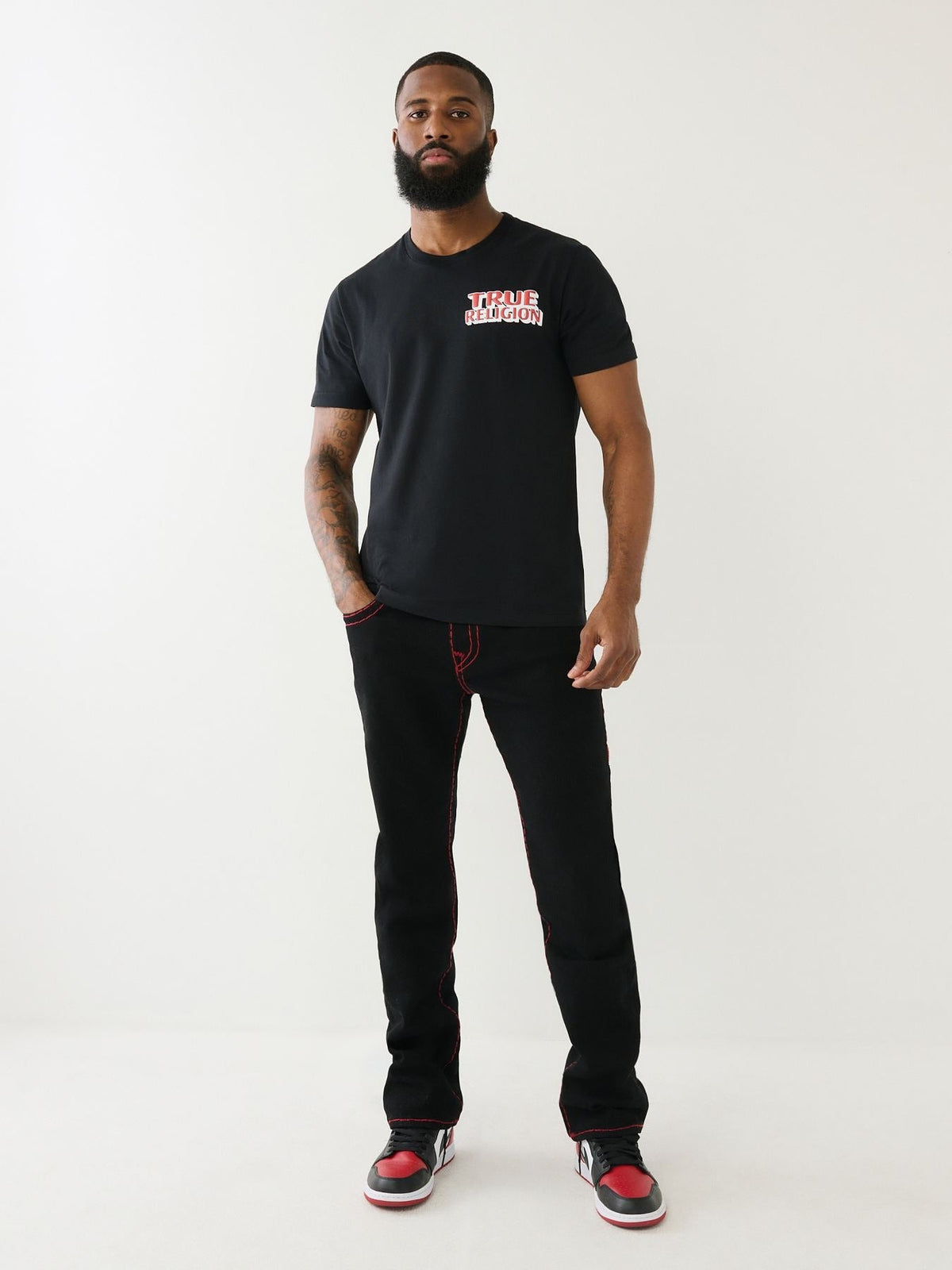 True Religion Men Super T Ricky Straight Fit Mid Rise Jeans