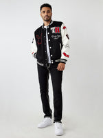 True Religion Men Black PrintedCollar Jacket