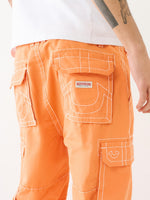 True Religion Men Orange Solid Oversized Mid-Rise Trouser