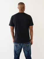 True Religion Men Black Printed Round Neck Short Sleeves Tshirt