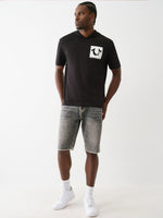 True Religion Men Black Straight Fit Washed Shorts