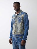 True Religion Men Blue Washed Shirt Collar Jacket