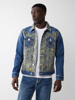 True Religion Men Blue Washed Shirt Collar Jacket