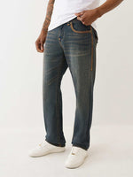 TRUE RELIGION Men Navy Blue SN Ricky Straight Fit Jeans