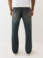 TRUE RELIGION Men Navy Blue SN Ricky Straight Fit Jeans