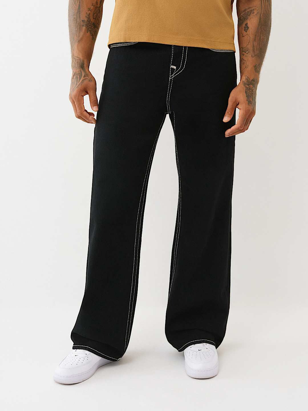 TRUE RELIGION Men VINNY Super T Flat Lock Black Jeans