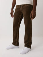 True Religion Men Brown Straight Fit Big T Ricky Jeans