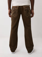 True Religion Men Brown Straight Fit Big T Ricky Jeans