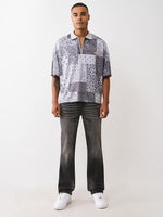 TRUE RELIGION Men Dark Grey Embroidered Ricky Straight Fit Jeans