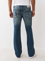 TRUE RELIGION Men Blue Embroidered Billy Bootcut Fit Jeans