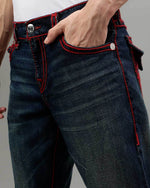 True Religion Men Solid Blue Straight Fit Jeans