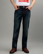 True Religion Men Solid Blue Straight Fit Jeans