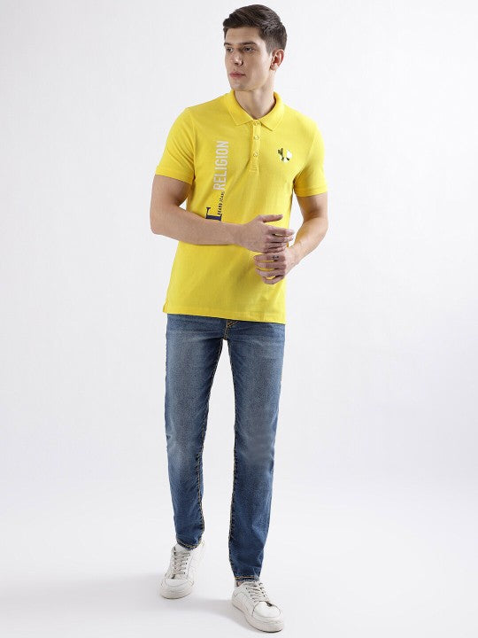 True Religion Men Yellow Polo Tshirt