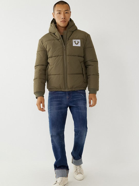 True Religion Men Green Round Neck Jacket