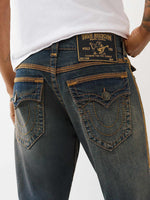TRUE RELIGION Men Navy Blue SN Ricky Straight Fit Jeans