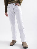 True Religion Super T Straight White Mid Rise Jeans