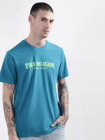 True Religion Teal Typographic Logo Regular Fit T-Shirt