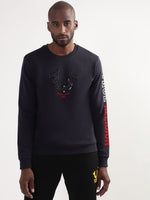 True Religion Men Blue Solid Round Neck Sweatshirt