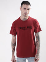 True Religion Wine Typographic Logo Regular Fit T-Shirt