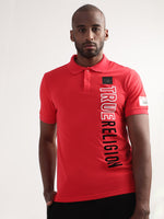 True Religion Chinese Red Logo Regular Fit Polo T-Shirt