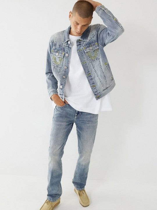 True Religion Men Blue Regular Fit Jacket