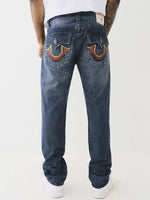 True Religion Men CROSS STITCH Ricky Straight Fit Dark Wash Jeans