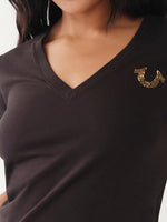 True Religion Black Crystal Logo Slim Fit T-Shirt