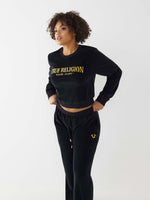 True Religion Women Black Regular Fit Sweatshirt