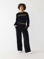 True Religion Women Black Regular Fit Sweatshirt