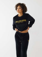 True Religion Women Black Regular Fit Sweatshirt