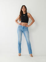 True Religion Womens SN Billie Straight Fit Blue Mid Rise Jeans