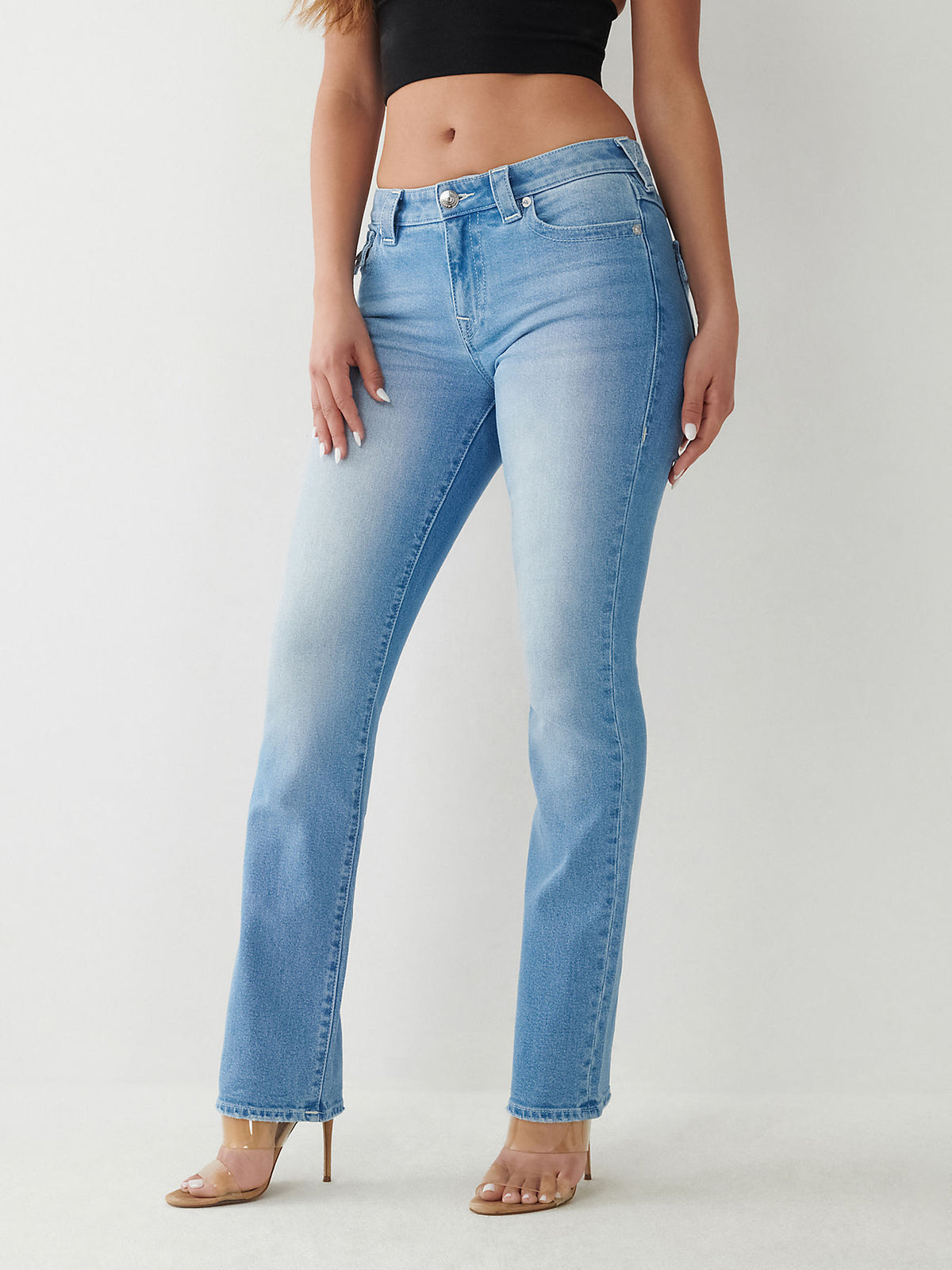 True Religion Womens SN Billie Straight Fit Blue Mid Rise Jeans