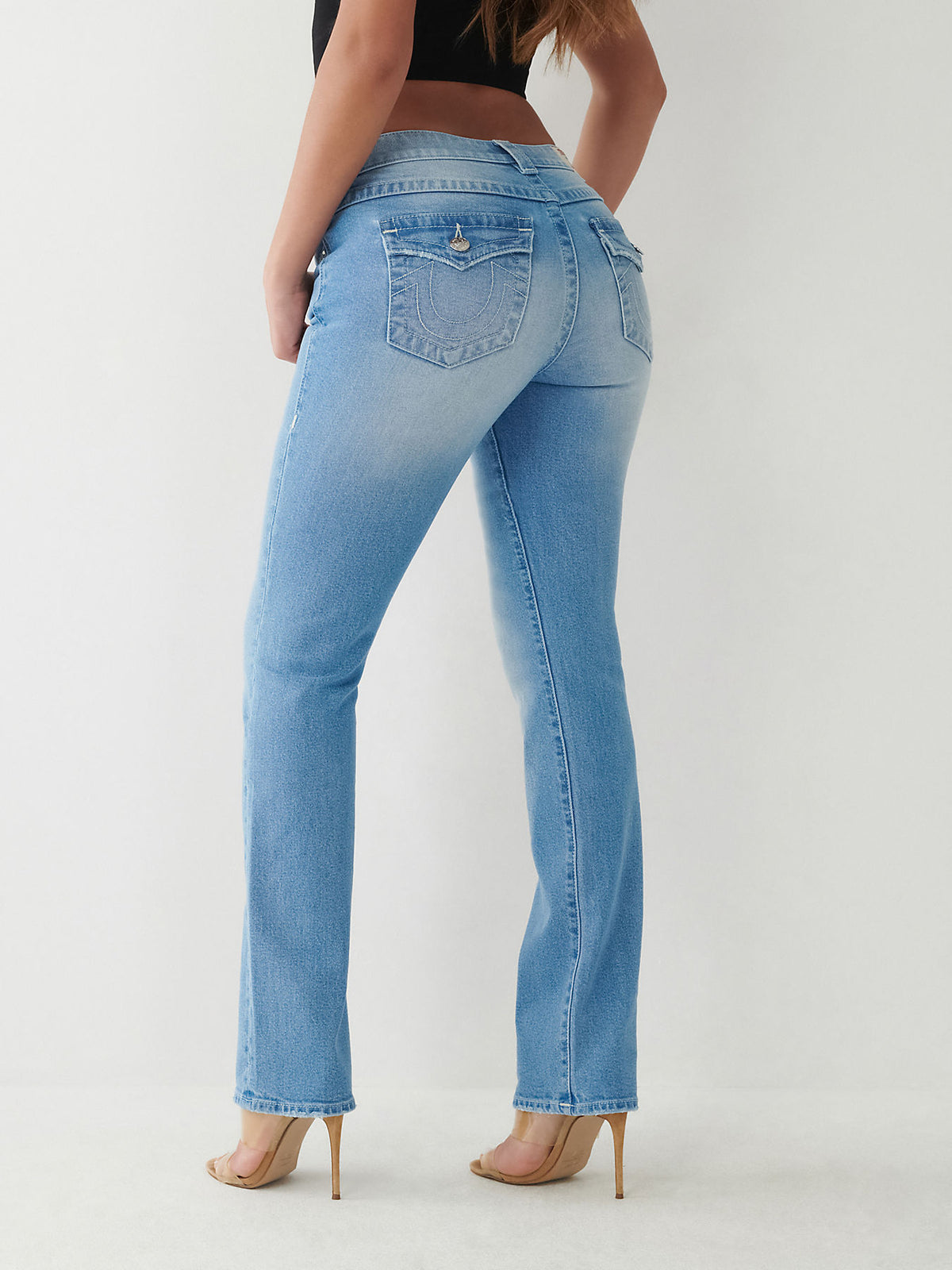 True Religion Womens SN Billie Straight Fit Blue Mid Rise Jeans
