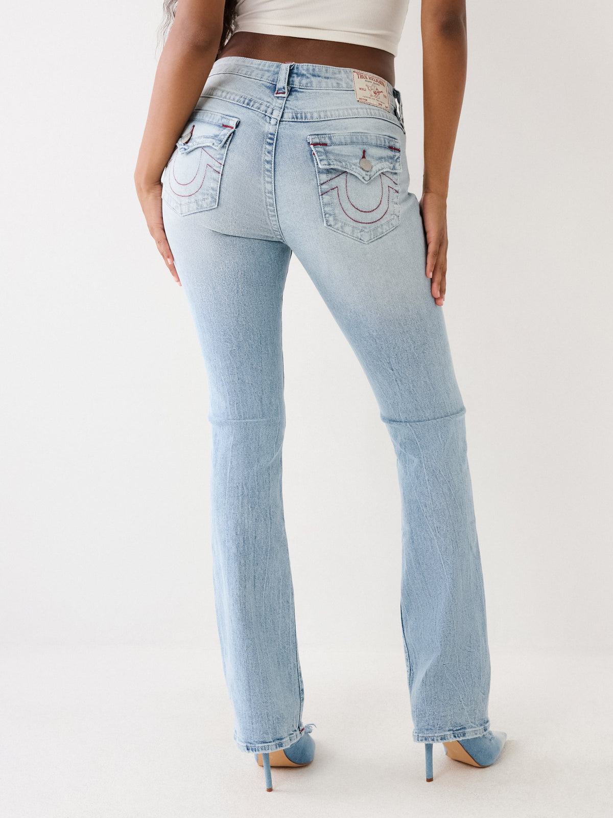 True Religion Women Blue Boot Cut Washed Jeans