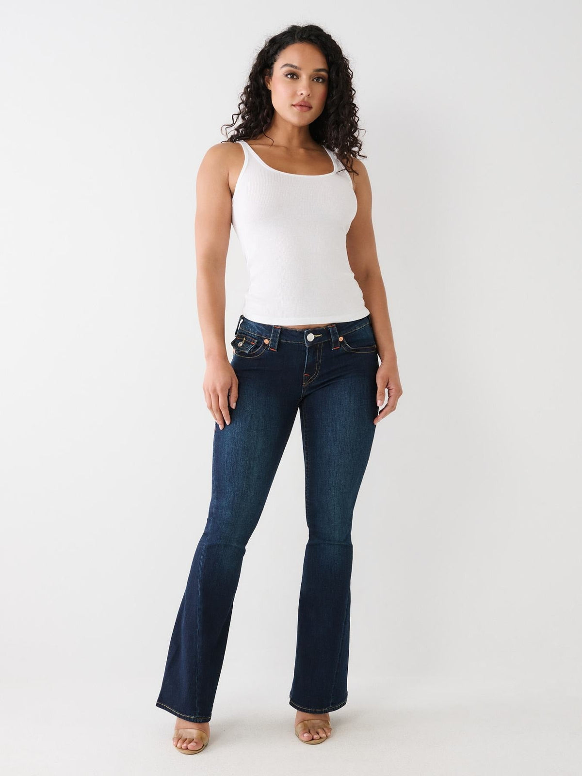 True Religion Women Blue Solid Flared Low-Rise Jeans