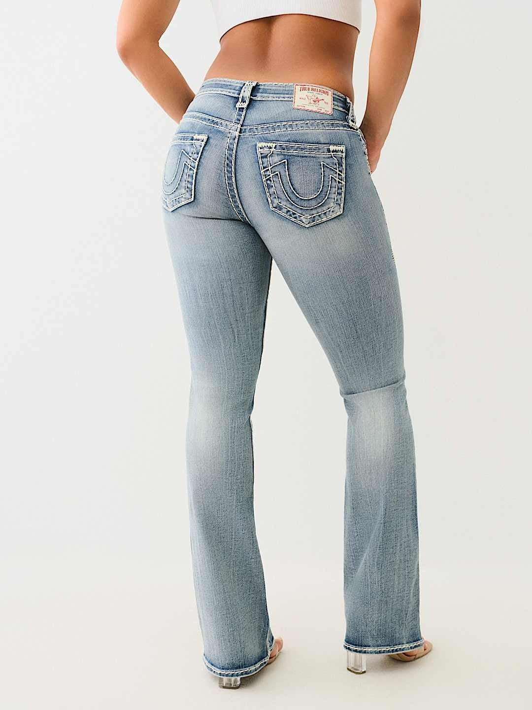 True Religion Women Blue Boot Cut Washed Jeans