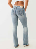True Religion Women Blue Boot Cut Washed Jeans