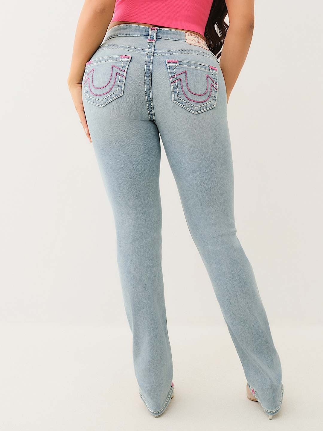 True Religion Women Blue Straight Fit Washed Jeans