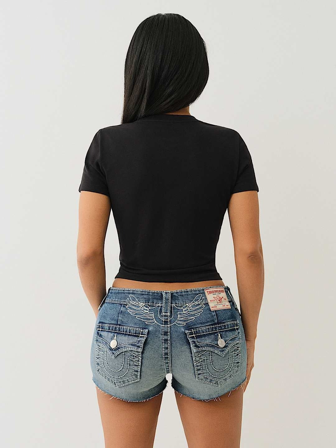 True Religion Women Black Placement Print Round Neck Top