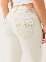 True Religion Women Cream Boot Cut Washed Jeans