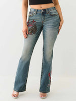 True Religion Women Blue Boot Cut Washed Jeans