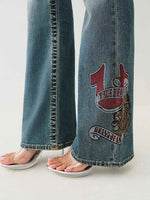 True Religion Women Blue Boot Cut Washed Jeans