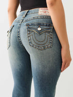 True Religion Women Blue Boot Cut Washed Jeans
