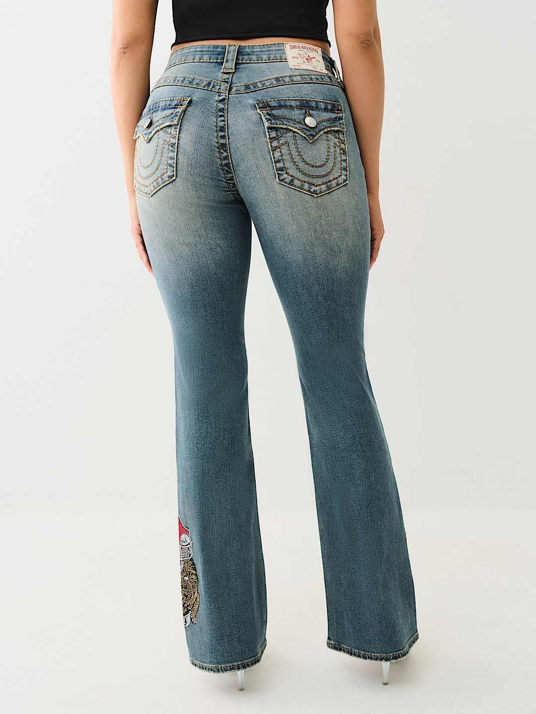 True Religion Women Blue Boot Cut Washed Jeans