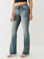 True Religion Women Blue Boot Cut Washed Jeans