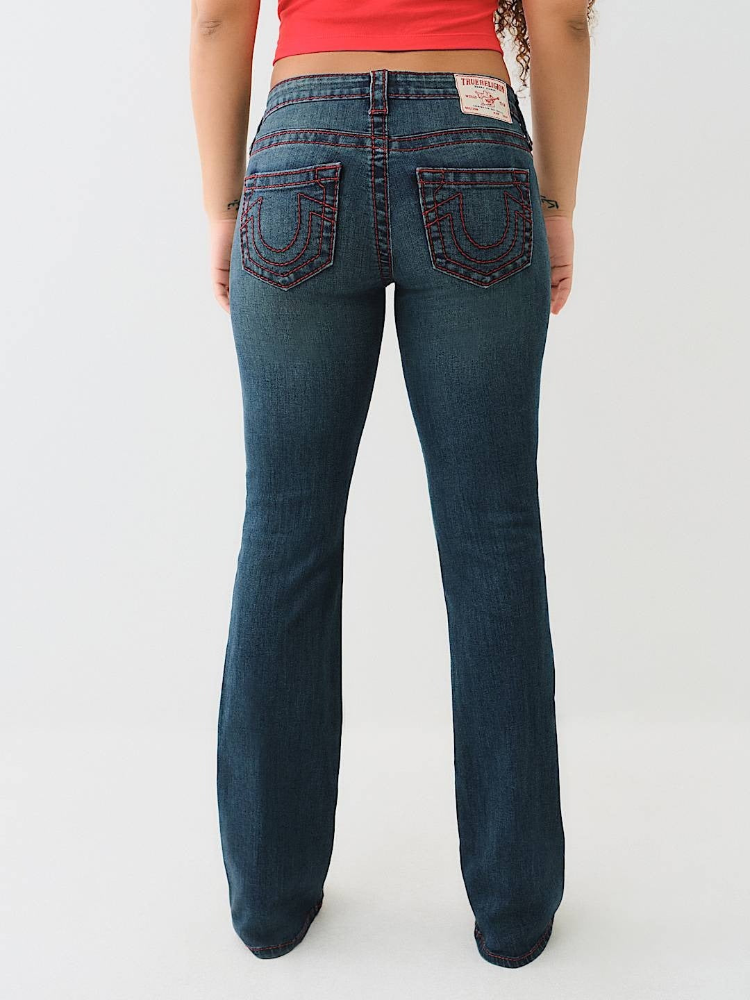 True Religion Women Blue Boot Cut Washed Jeans